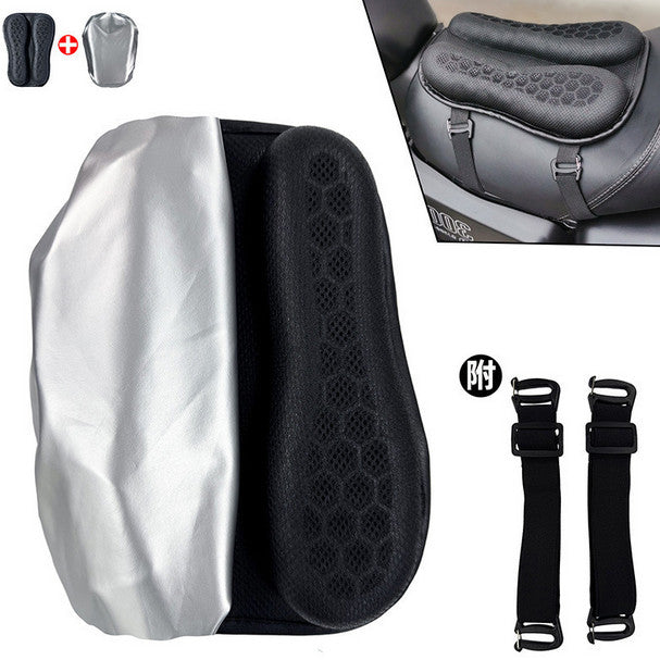 Honeycomb 3D Summer Heat Insulation Breathable Motorcycl e Gel Cushion Cover Electric Vehicle Seat Cover Sunscreen Waterproof
