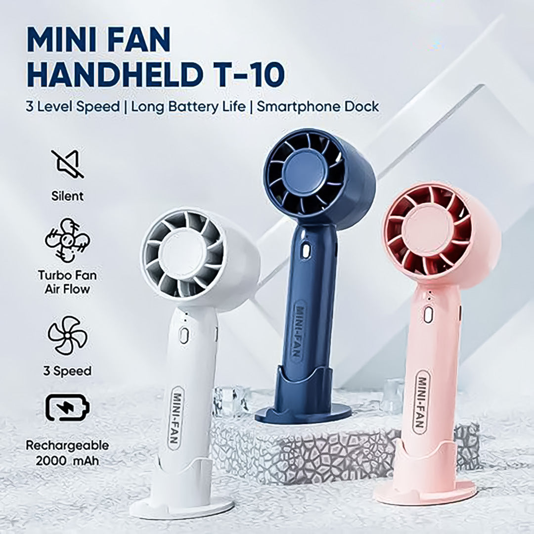 T-10 Mini Handheld Fan – Stylish & Portable